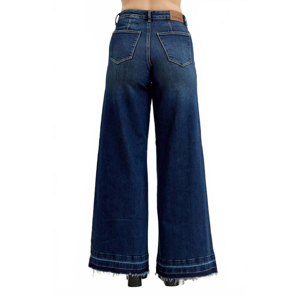 NEW JUDY BLUE high waist palazzo front patch pockets jeans in dark wash - Picture 7 of 7